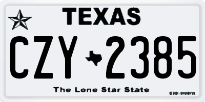 TX license plate CZY2385