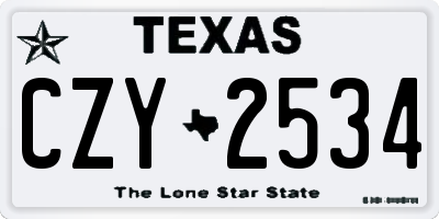 TX license plate CZY2534