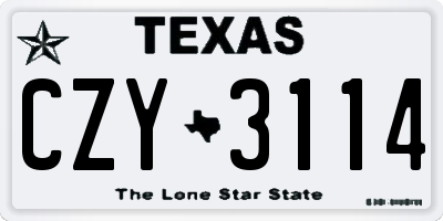 TX license plate CZY3114
