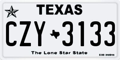 TX license plate CZY3133