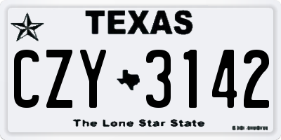 TX license plate CZY3142