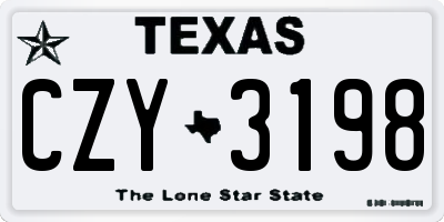 TX license plate CZY3198