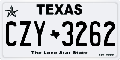 TX license plate CZY3262