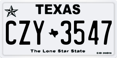TX license plate CZY3547