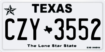 TX license plate CZY3552