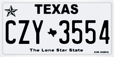 TX license plate CZY3554