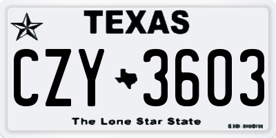 TX license plate CZY3603