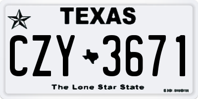 TX license plate CZY3671
