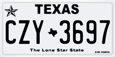 TX license plate CZY3697