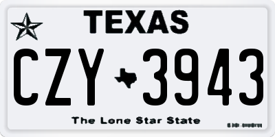 TX license plate CZY3943