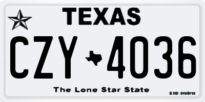 TX license plate CZY4036