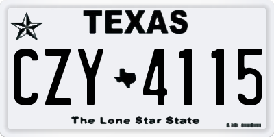 TX license plate CZY4115