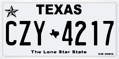TX license plate CZY4217
