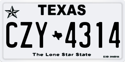 TX license plate CZY4314