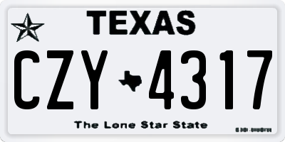 TX license plate CZY4317