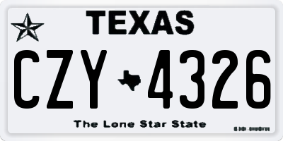 TX license plate CZY4326