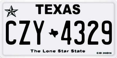 TX license plate CZY4329