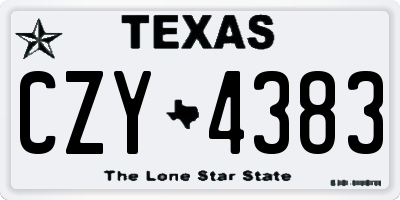 TX license plate CZY4383