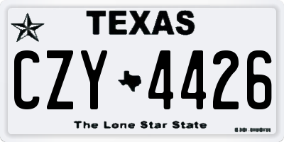 TX license plate CZY4426