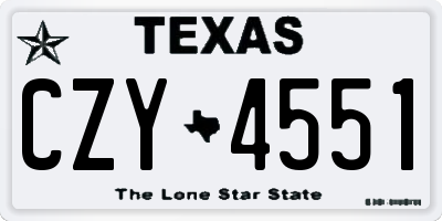 TX license plate CZY4551