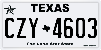 TX license plate CZY4603