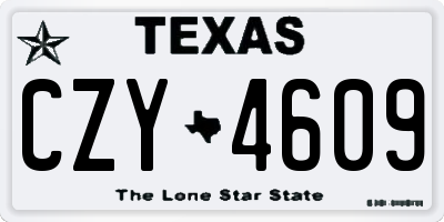 TX license plate CZY4609