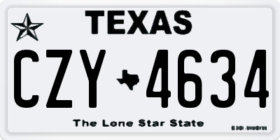 TX license plate CZY4634