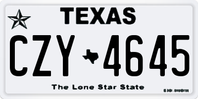 TX license plate CZY4645