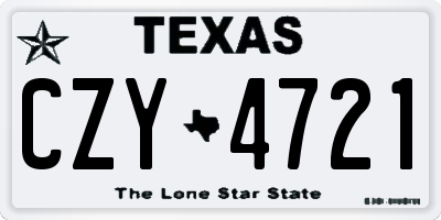 TX license plate CZY4721