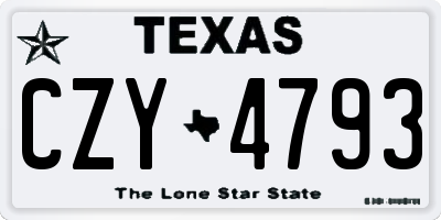 TX license plate CZY4793