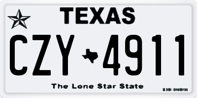 TX license plate CZY4911