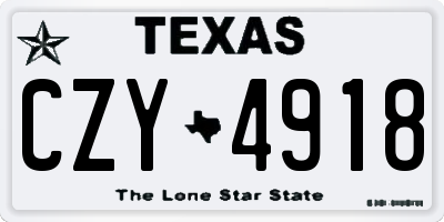 TX license plate CZY4918