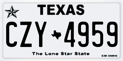 TX license plate CZY4959