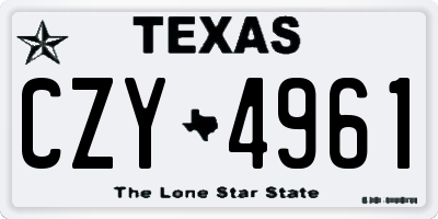 TX license plate CZY4961
