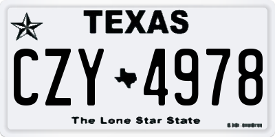 TX license plate CZY4978