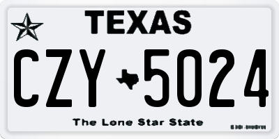 TX license plate CZY5024