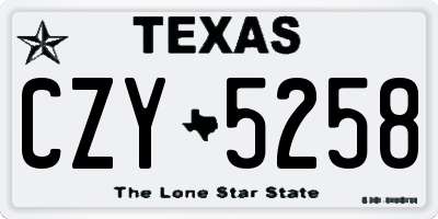 TX license plate CZY5258