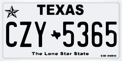 TX license plate CZY5365