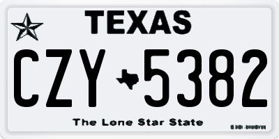 TX license plate CZY5382
