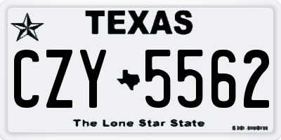 TX license plate CZY5562