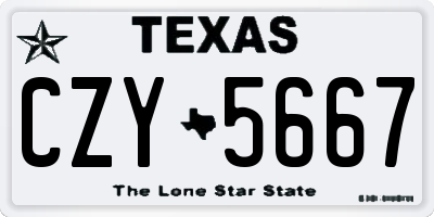 TX license plate CZY5667