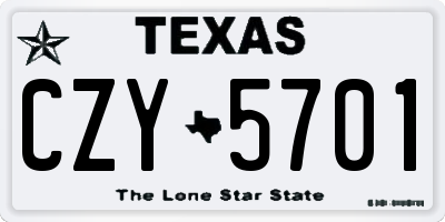 TX license plate CZY5701
