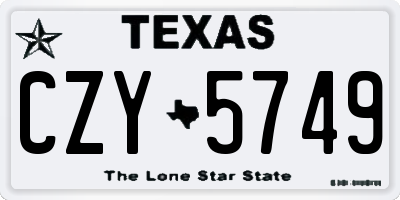 TX license plate CZY5749