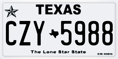TX license plate CZY5988