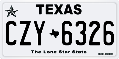TX license plate CZY6326