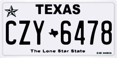TX license plate CZY6478