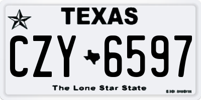 TX license plate CZY6597