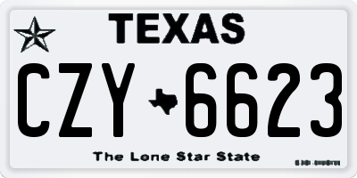 TX license plate CZY6623