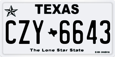 TX license plate CZY6643