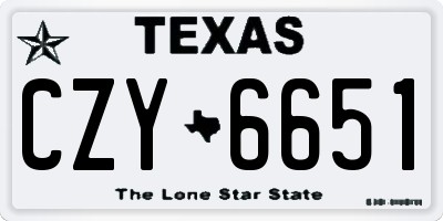 TX license plate CZY6651